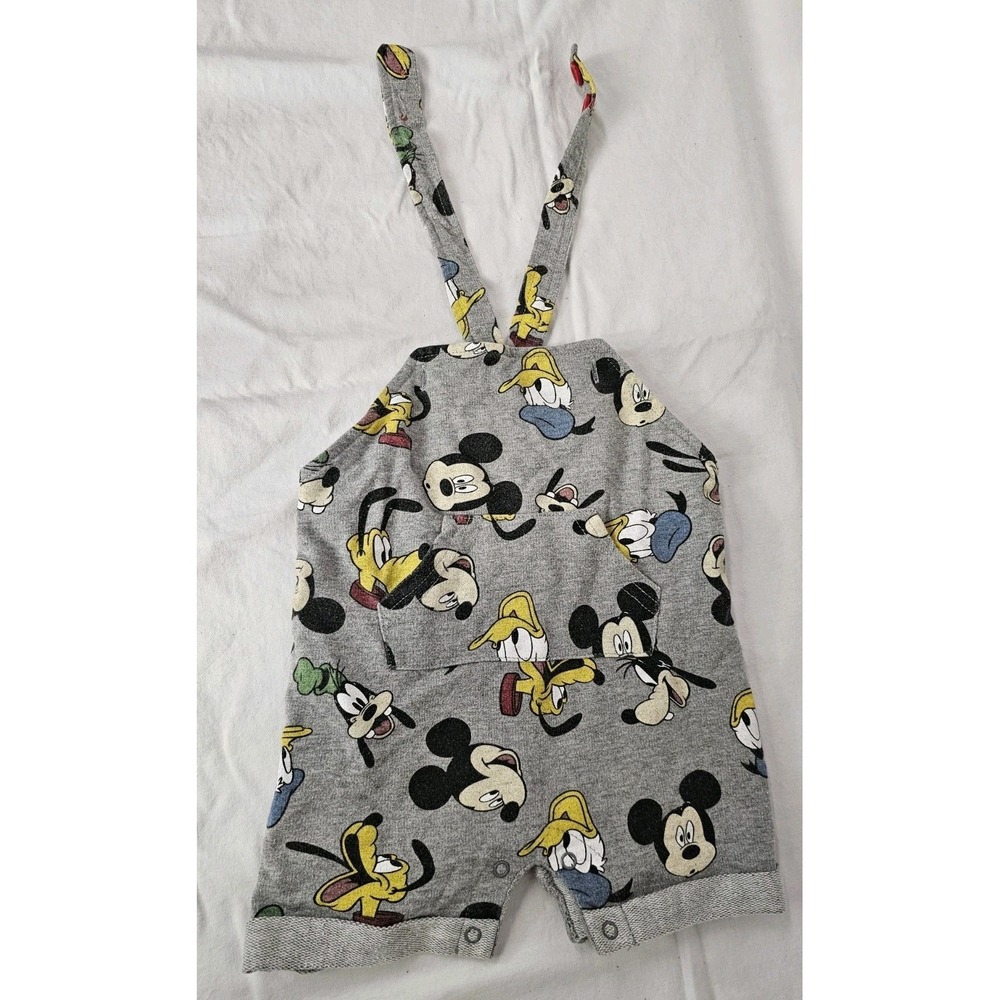 Disney Baby Mickey  Mouse‎ Jumper Short Overalls Only 6/9 Months Grey